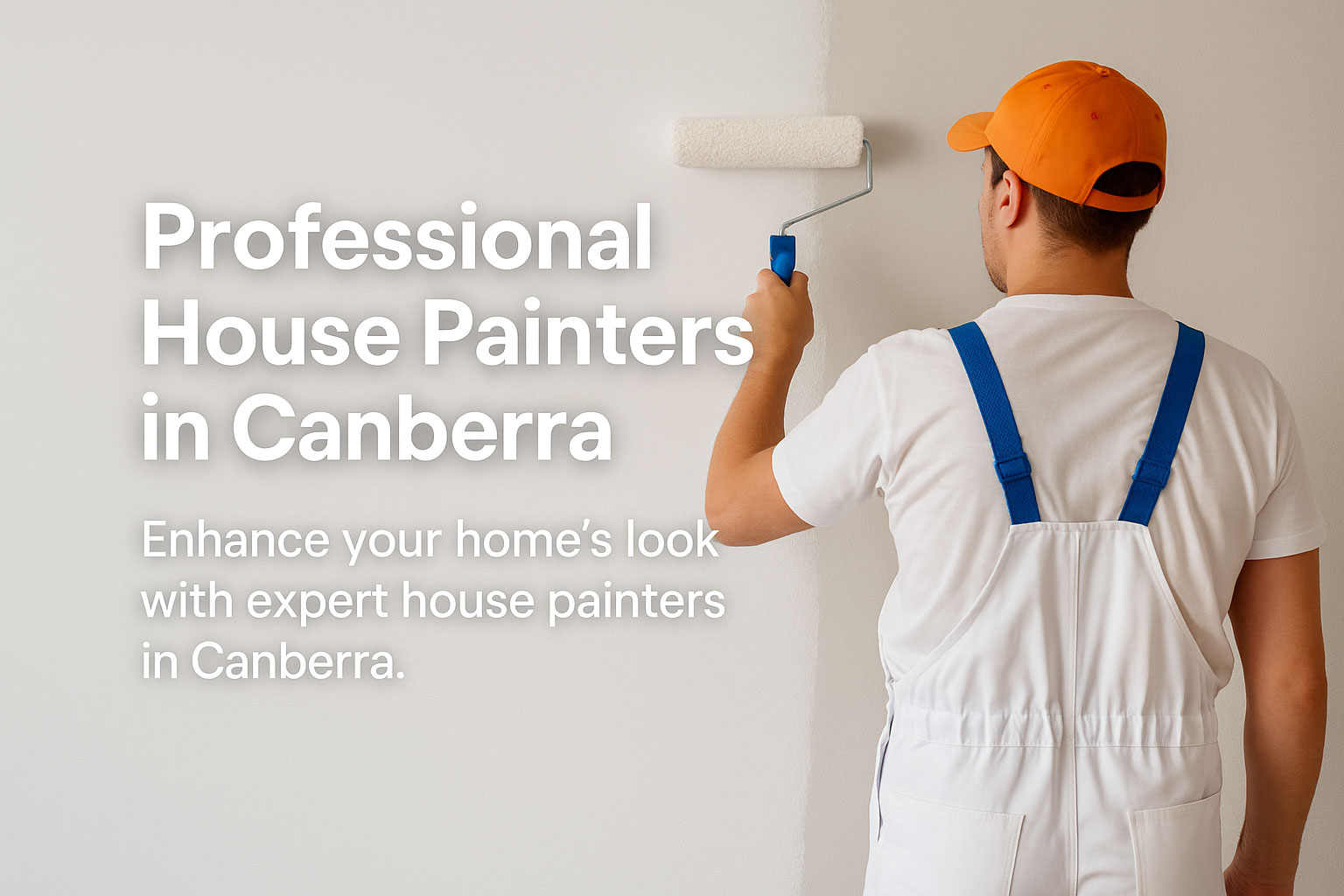 Professional house painters in Canberra applying a fresh coat of paint to a modern home exterior.