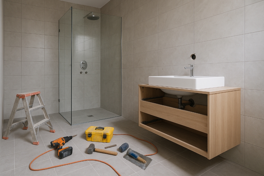 Ensuite renovation in progress Canberra