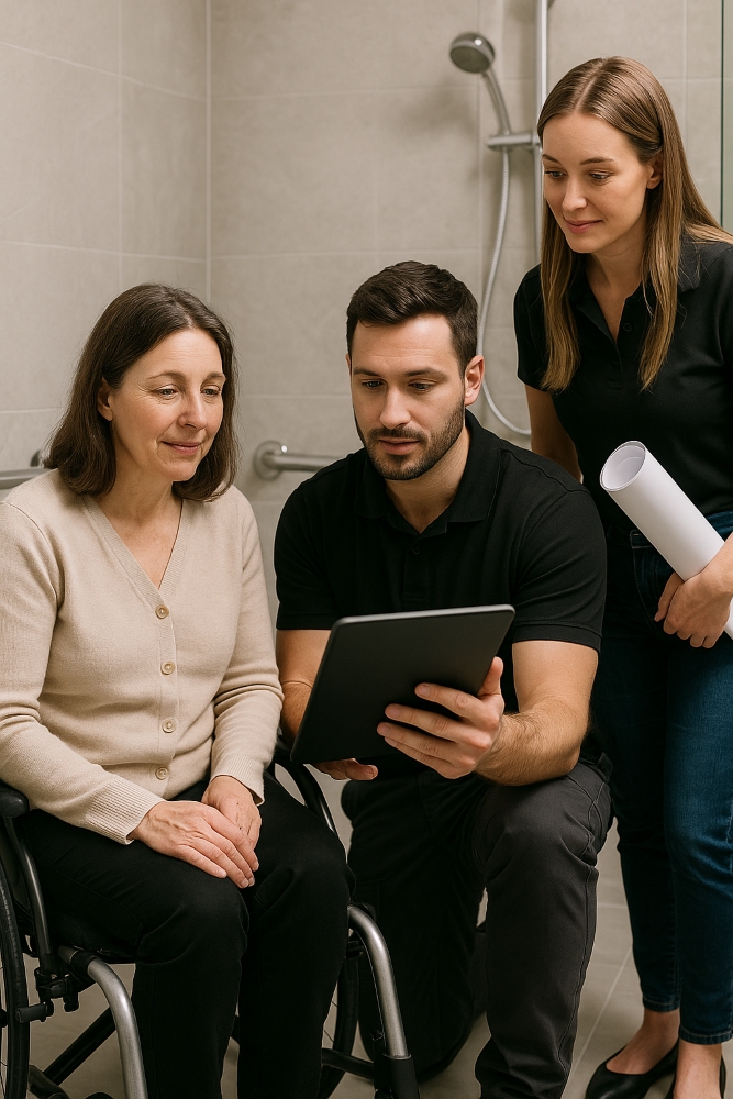Accessible bathroom renovators Canberra consulting client