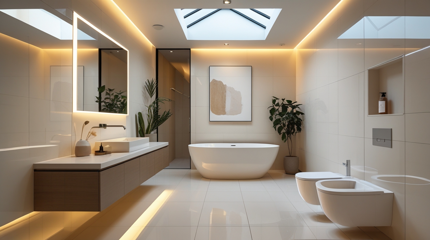 Integrated laundry unit in a modern Canberra bathroom