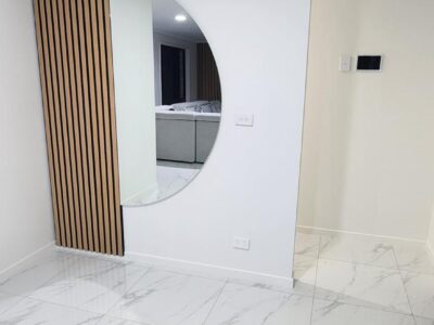 Mirror and timber feature wall painted in Oxley Canberra