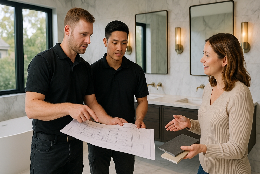 Luxury bathroom renovators Canberra consulting client