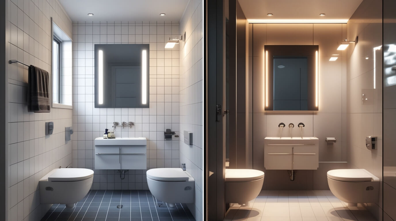 Before and after of a small bathroom renovation