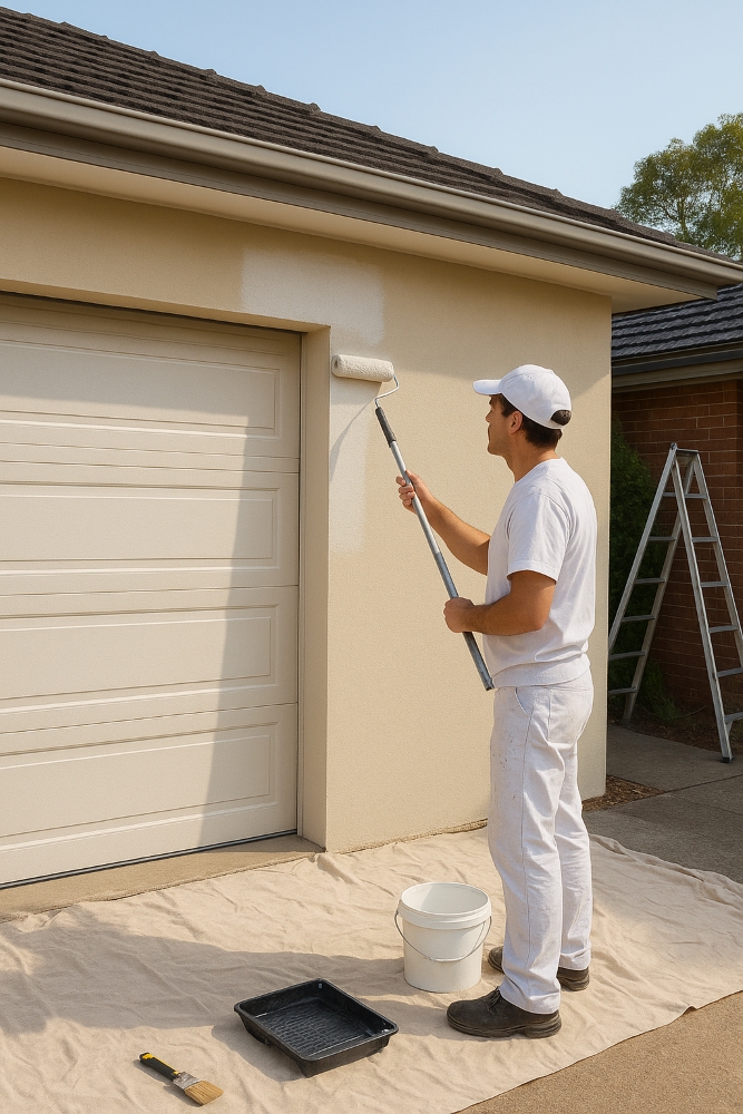 Garage painting process in Canberra with professional painter
