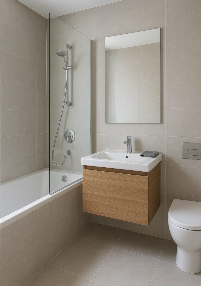 Small Bathroom Bathtub Ideas – Canberra Small Canberra bathroom with space‑saving bathtub design