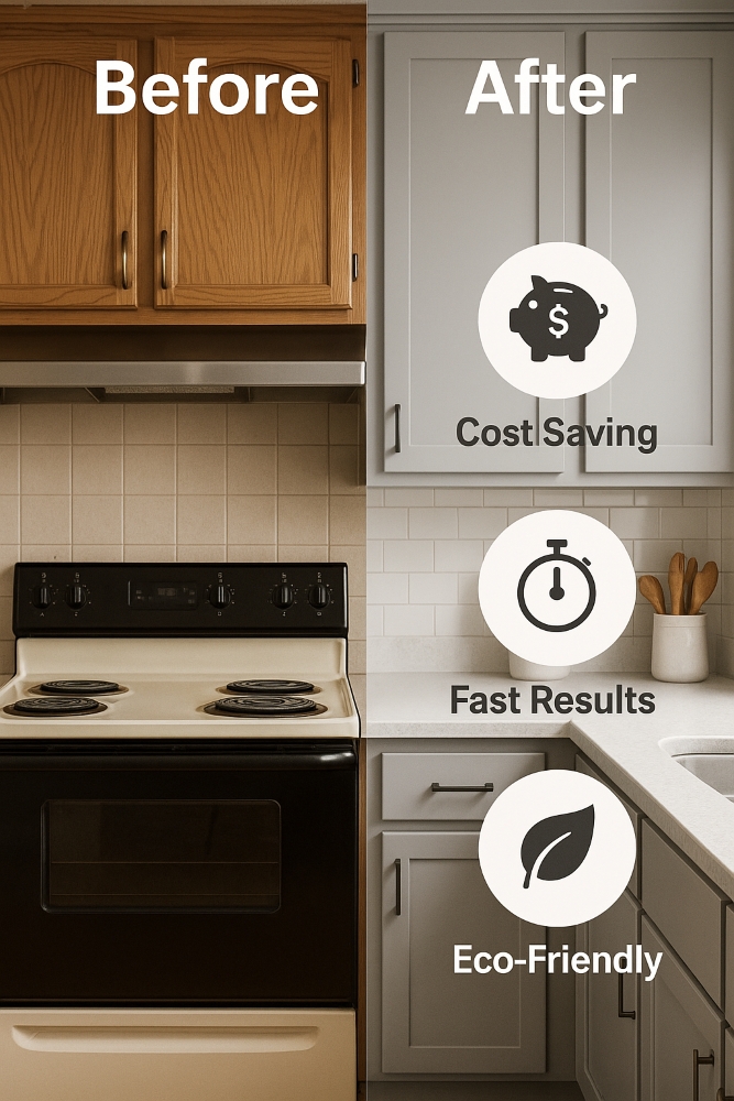 Before and after Canberra cupboard painting with benefit highlights