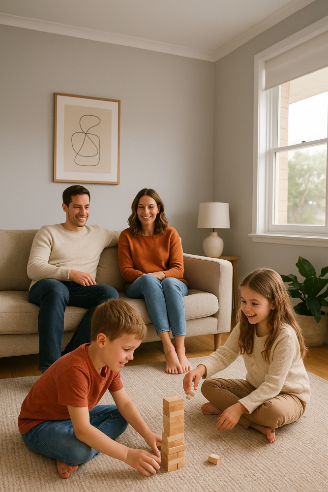 Canberra family enjoying a freshly painted living room.
