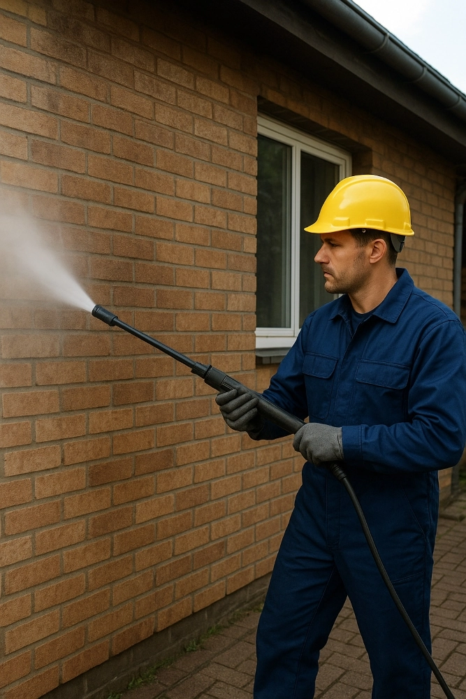 Exterior wall pressure cleaning in Canberra