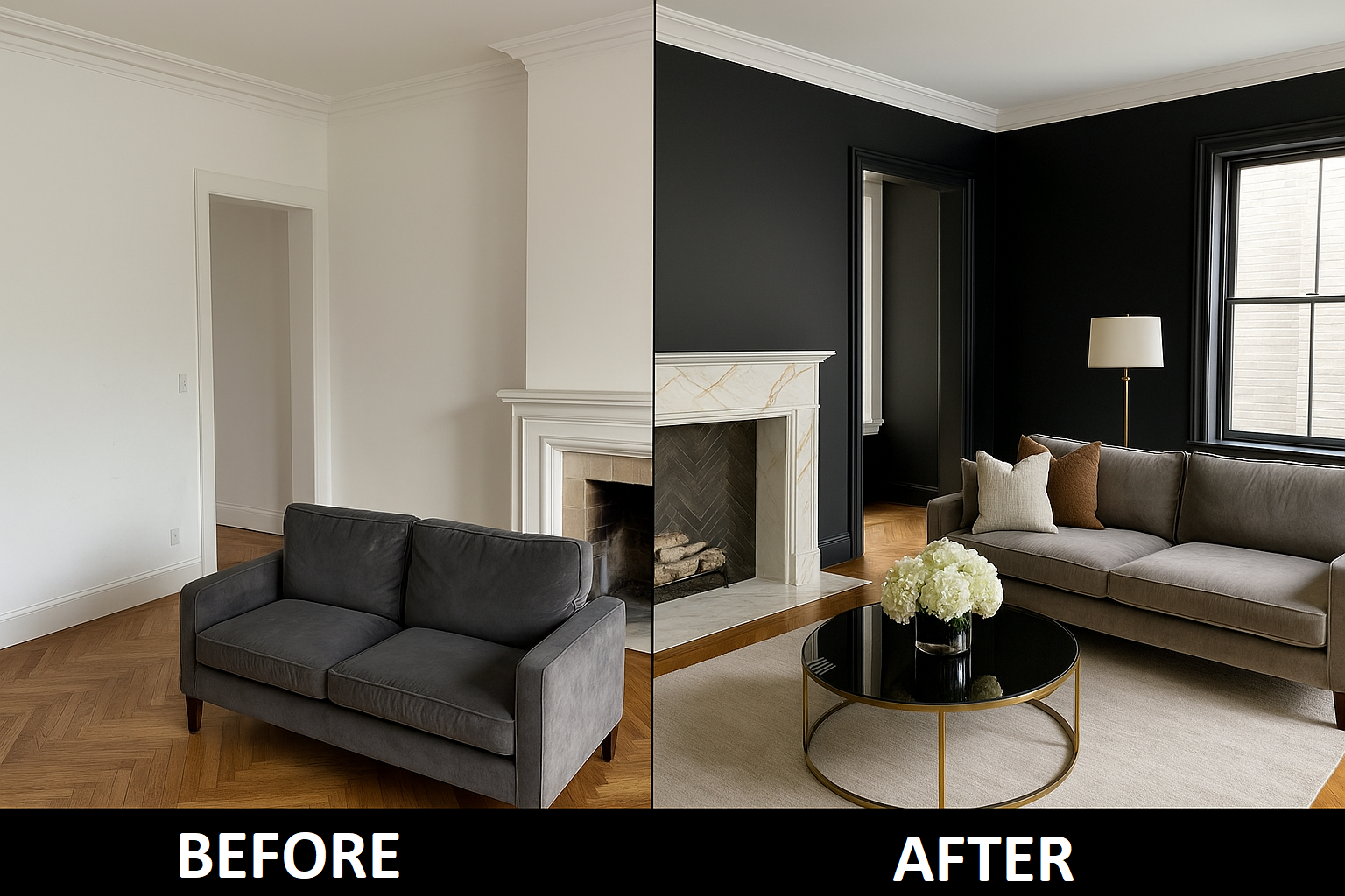 before and after comparison of luxury painting and decorating in canberra