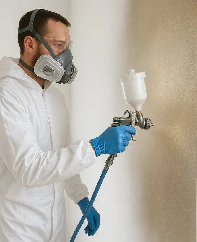 Canberra painter applying metallic effect paint to an interior wall.