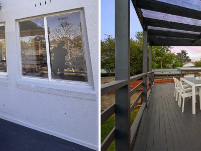 Re-rendered wall and finished porch deck, Deakin Canberra