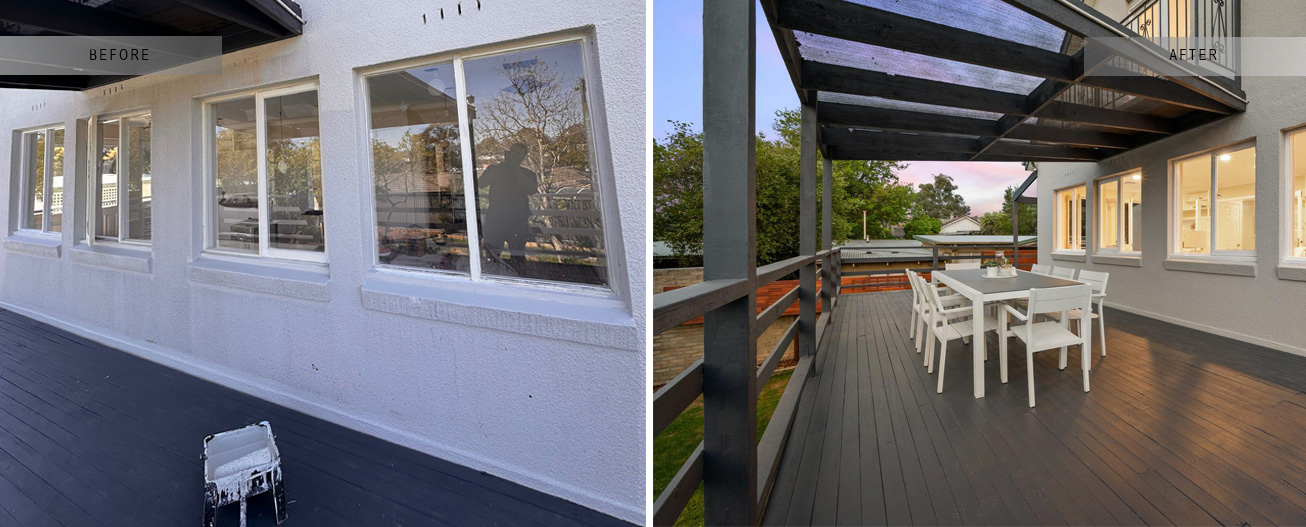 Re-rendered wall and finished porch deck, Deakin Canberra